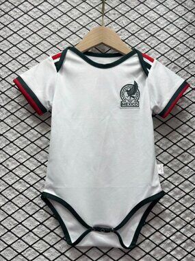 Mexico Inspired Baby Football One-Piece - Sporty White & Green Soccer Romper